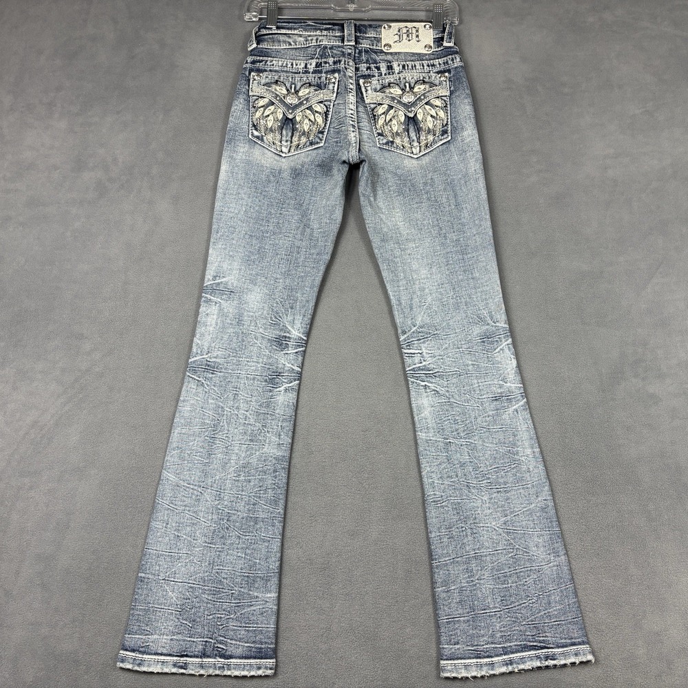 Miss Me Size 23 Low Rise Tailored Bootcut Jeans Embellished Bling Y2K - Picture 5 of 14
